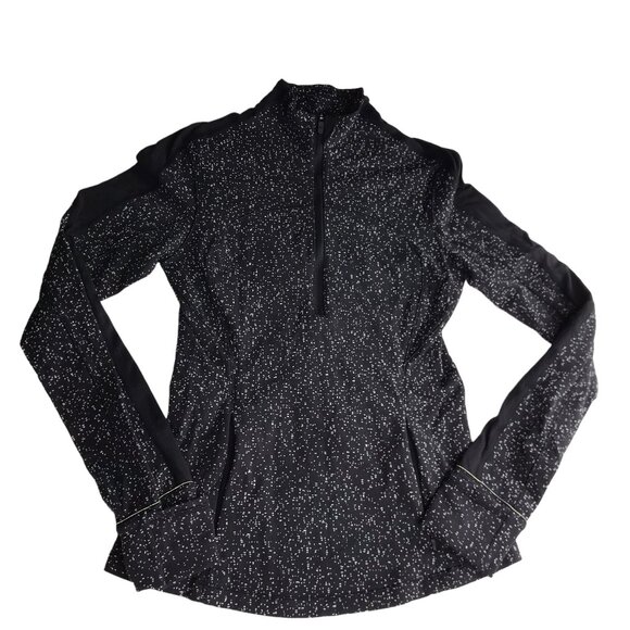 LULULEMON Run Briskly 1/2 Zip Black Magnetized Jacquard Black, Pullover, Size 6 - Picture 3 of 10